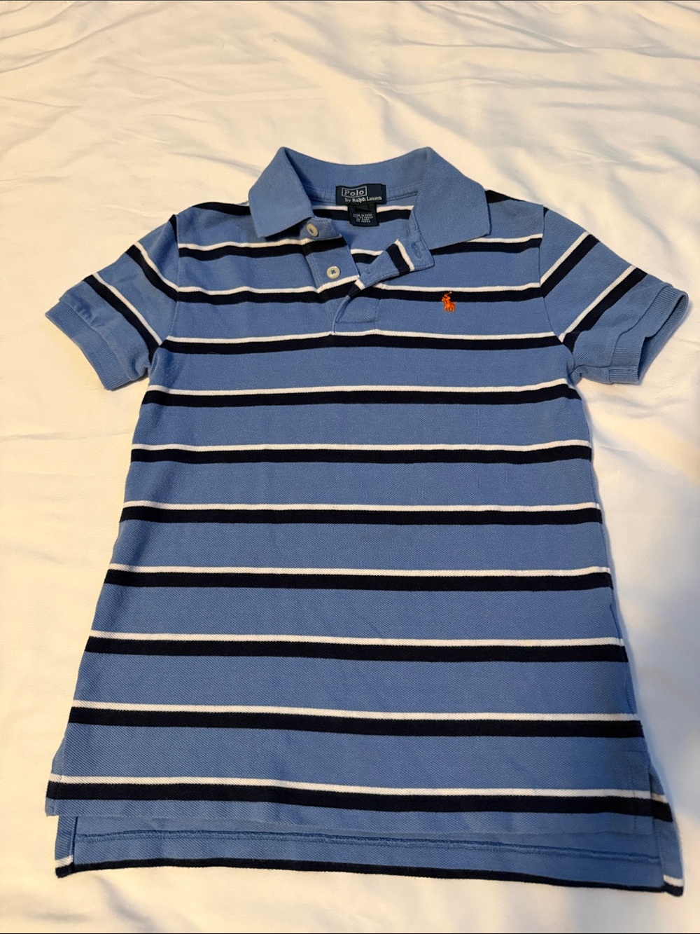 Boys Ralph Lauren Light Blue Navy White Striped Polo